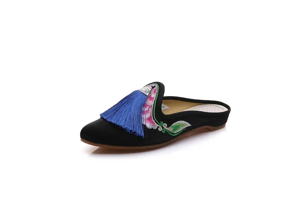 Summer Harajuku Chinese Style Women's Slippers Casual Vintage Embroidery Women Shoes Ethnic Style Fashion Streetwear Sandales