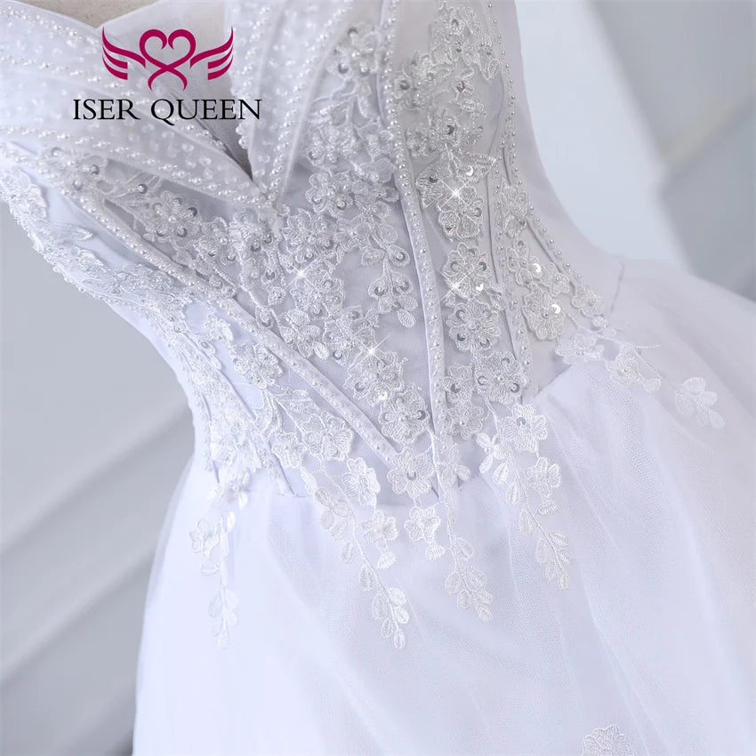 Customized Crystal Beaded Quality Ball Gown Wedding Dress For Bride Plus Size Civil Wedding Dress 2025 With Train WX0366