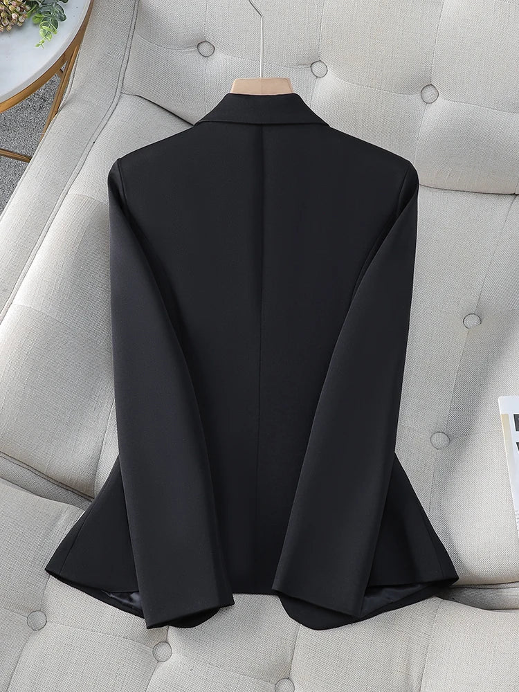 Office Ladies Blazer Women Jacket Apricot Green Black Long Sleeve Single Button Female Business Work Wear Slim Formal Coat
