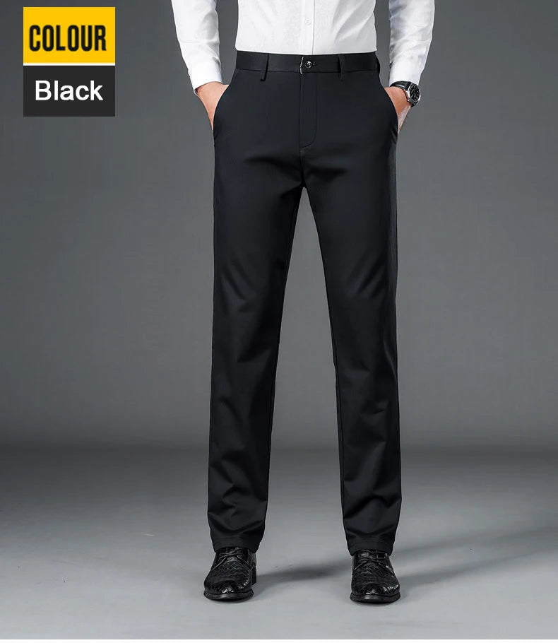 Men's smart casual pants elastic sports, men's quick drying pants spring and autumn straight leg office black work pants