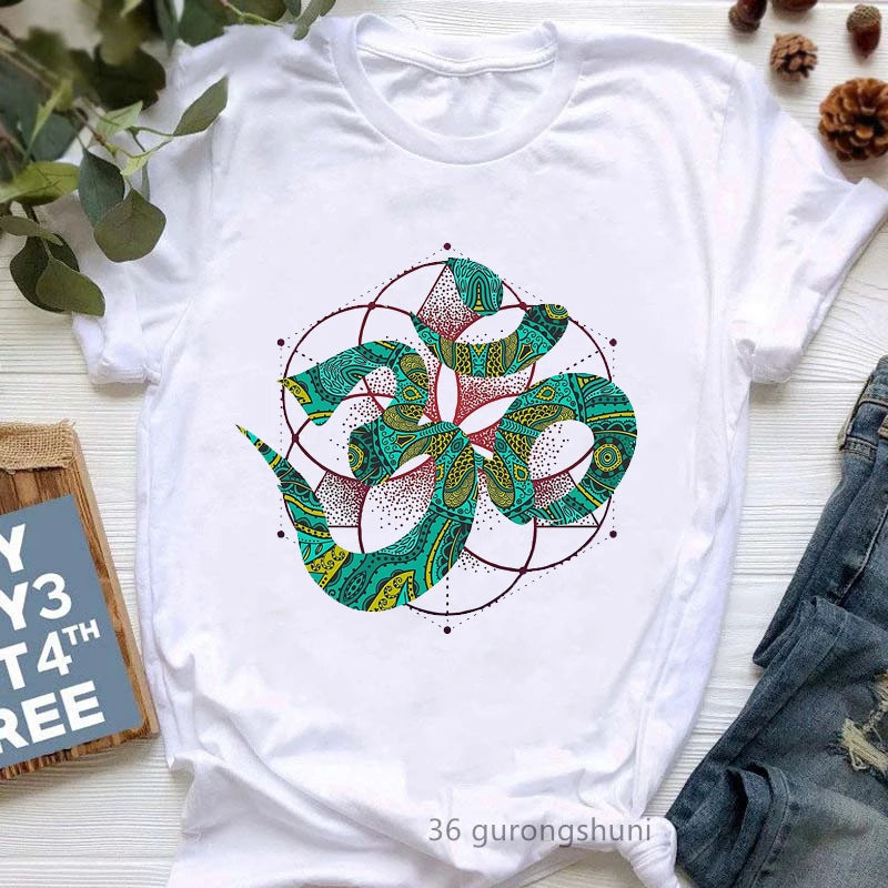 Newest Yoga Tree Print Tshirt Girls Summer Fashion Short Sleeve T Shirt Women Buddha Chakra Meditation T-Shirt Female Wholesale
