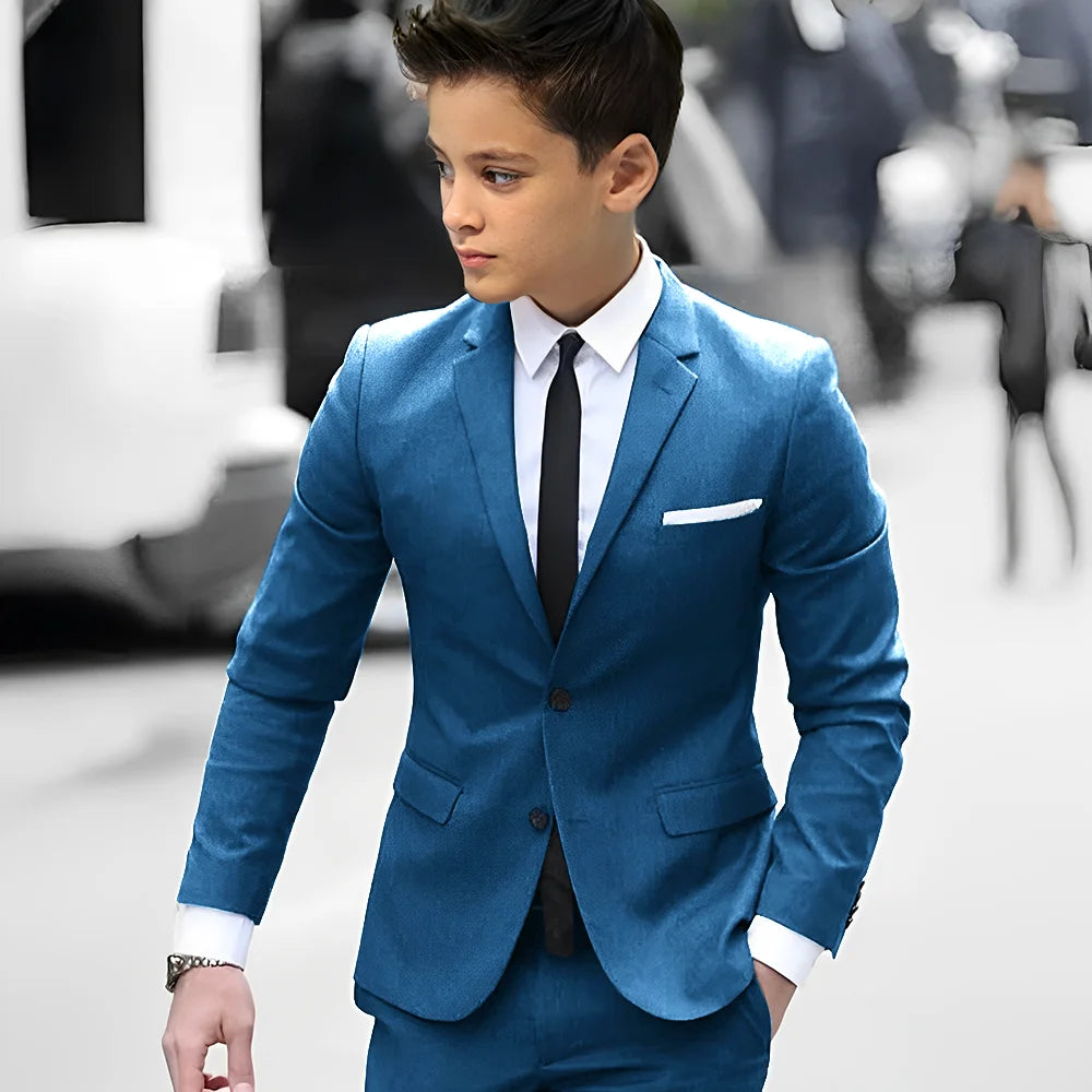 2 Piece Light Gray Boy Tuxedos For Wedding Notched Lapel Custom Kids Trim Fit Groomsmen Boy Suits