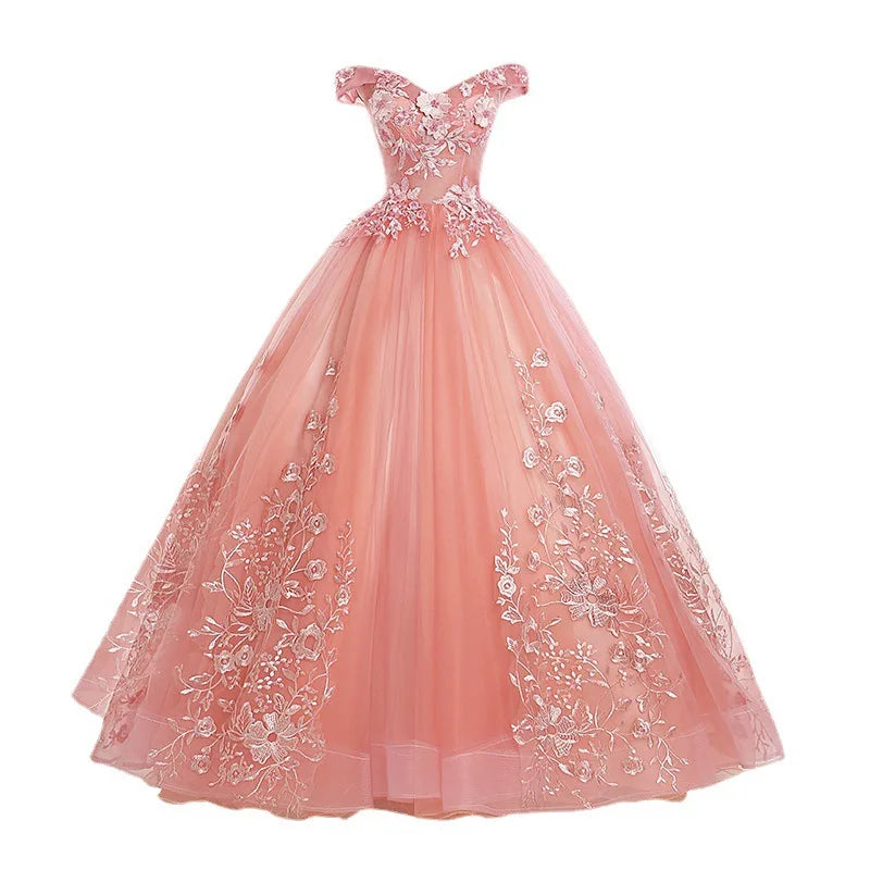 Luxury 15 Quinceanera Dresses Ball Gown Puffy Long Lace Appliques Prom Dress Customized Student Show Graduation Host Party Dress