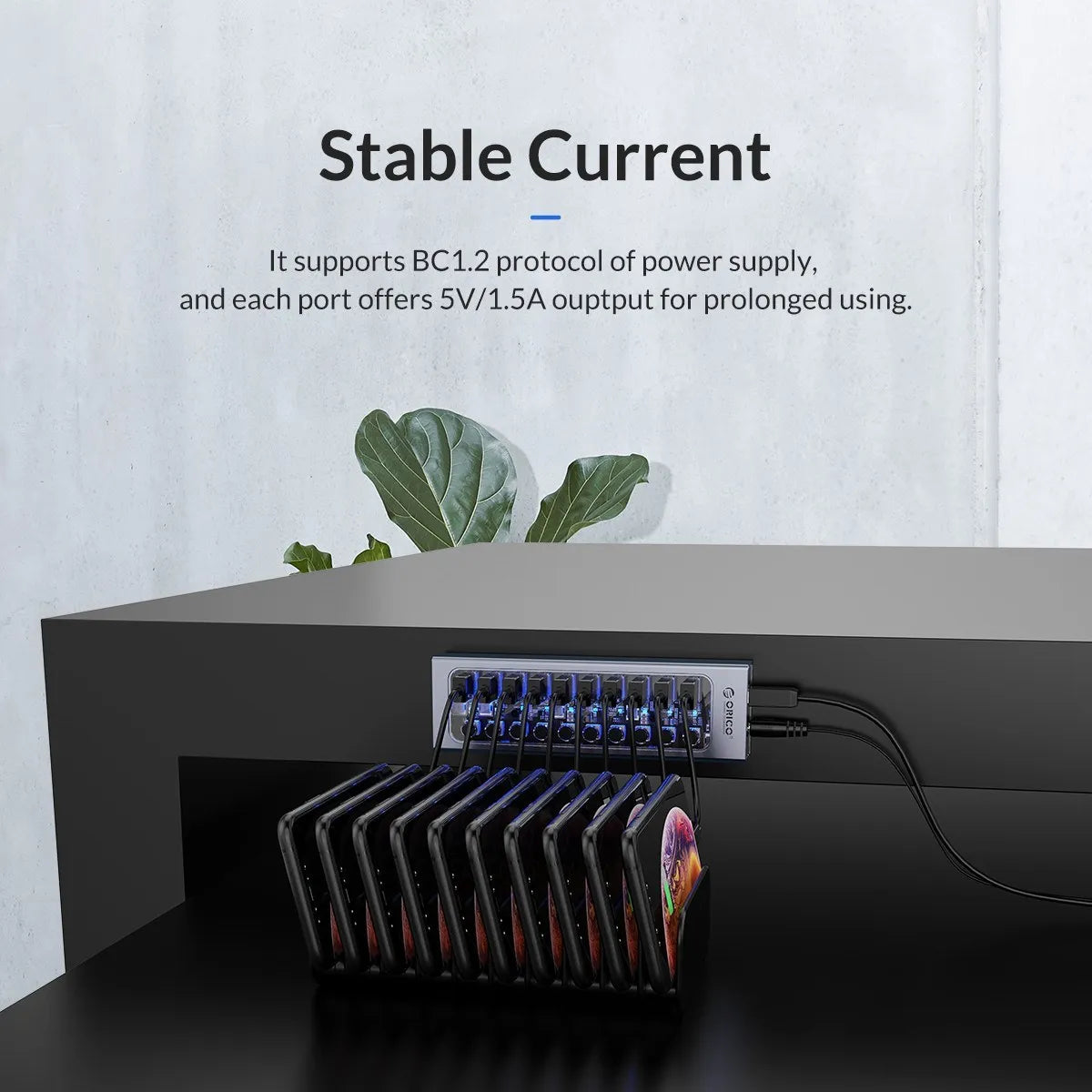 ORICO Aluminum Powered USB3.0 HUB 7/10 Ports USB Extension with Switches 12V Power Adapter Support BC1.2 Charging Splitter