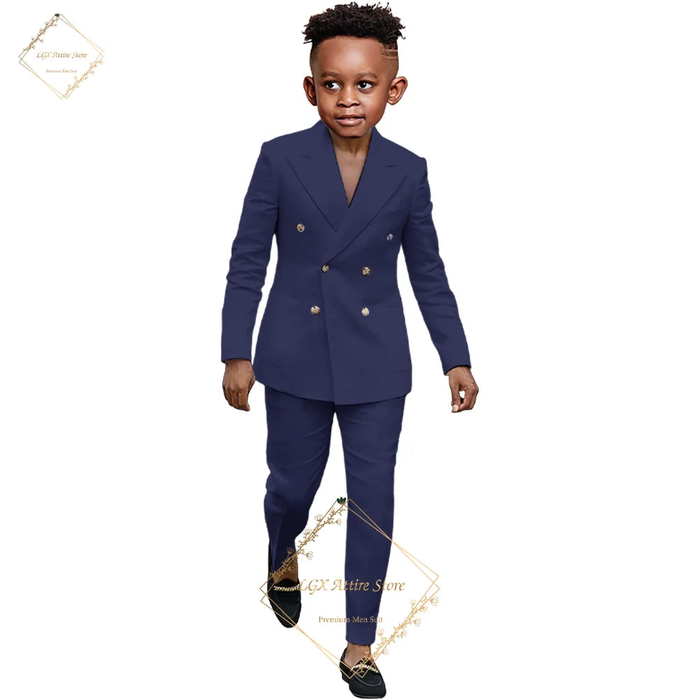 Boys suit 2 piece suit - custom made for 2~16 year old children double breasted peak lapel formal occasion slim fit suit