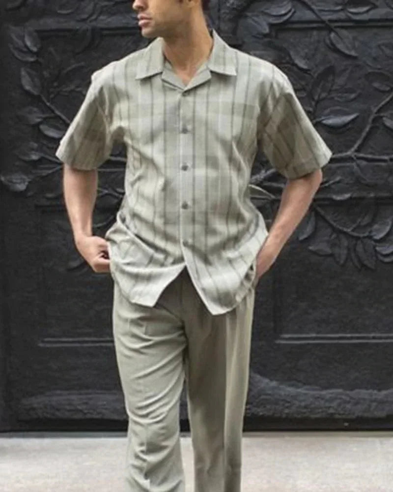 2025 Trend Print Men's Tops+Trousers Sets Spring Summer New Party Sport Casual Suits Shirts Pants 2-Piece Fashion Men's Clothing