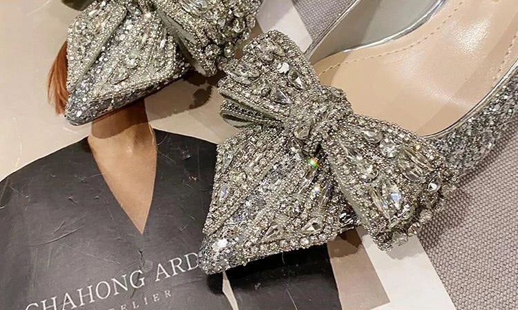 Women's Summer Footwear Stilito Rhinestone Shoes for Woman 2024 with Wedding Bride Genuine Mark Chic and Elegant A Comfortable E