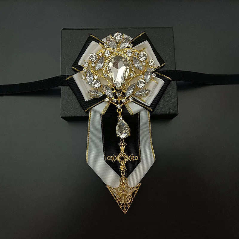 Men's Wedding Bow Tie Original Design Handmade Jewelry High-end Business Banquet Collar Flower Luxury Big Rhinestone Bowties