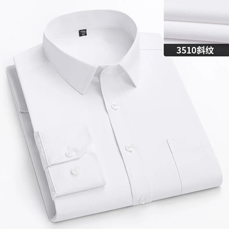 New Men's White Business Shirt Autumn Long Sleeve Leisure Plus Size Big 11XL 10XL 9XL Patchwork Black Yellow Social Dress Shirts