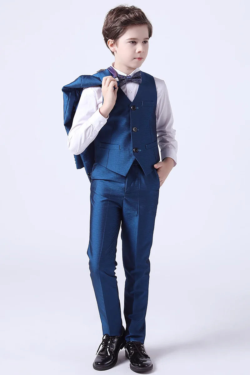 Kids Boys White Blazer Vest Pants 3PCS Set Children Baptism Wedding Prom Suit Baby Boy Elegant Dress Teenager Party Costume
