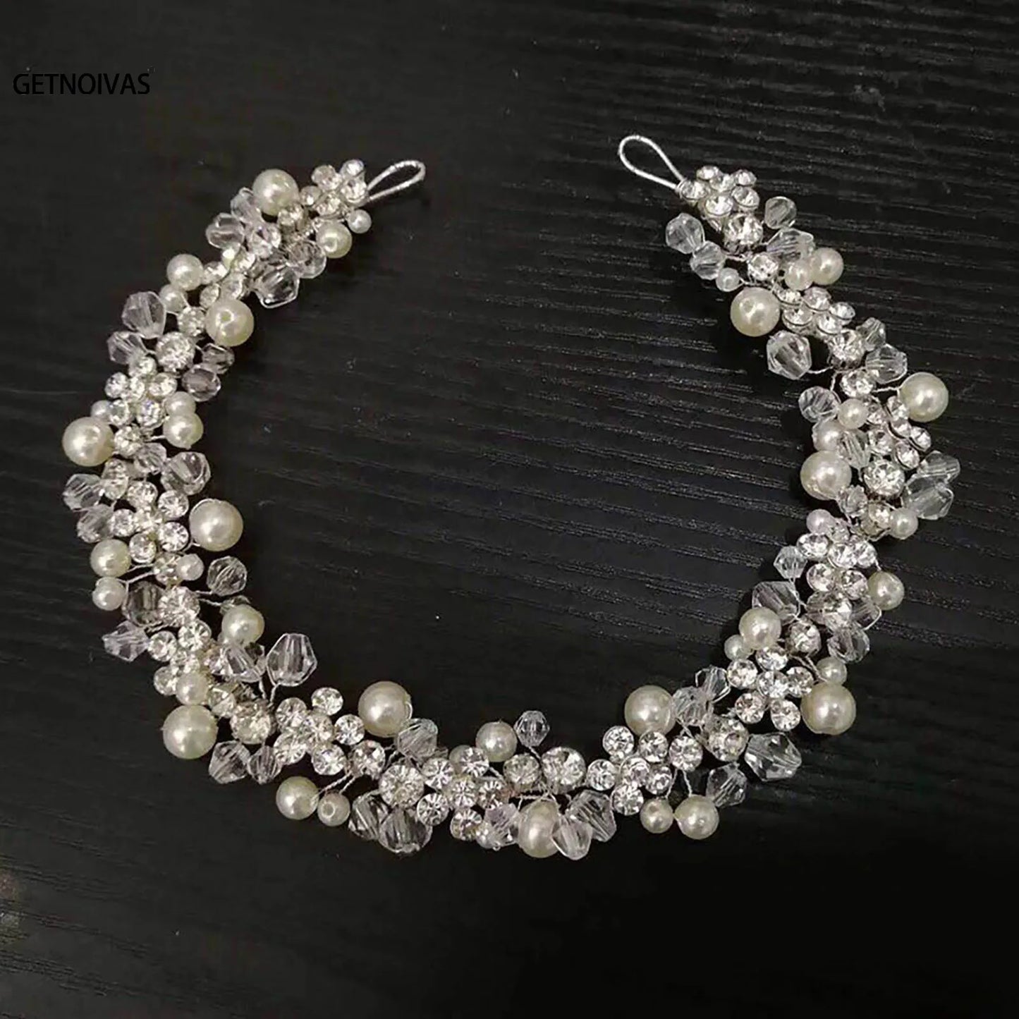 Bridal Wedding Headbands Full Pearl and Rhinestones Tiaras Hairbands For Women Bride Bridal Wedding Hair Accessories Jewelry