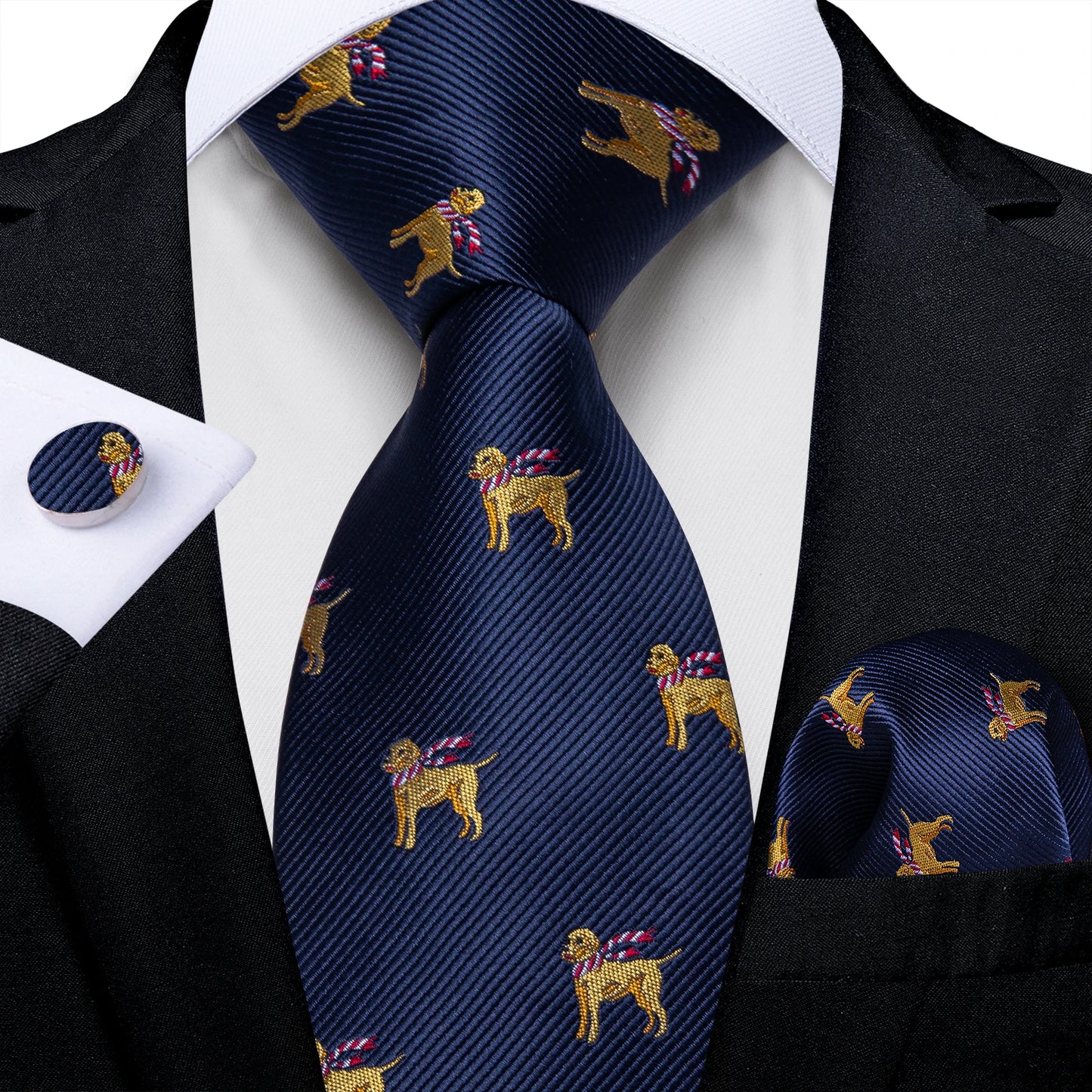 Royal Blue Paisley Plaid Striped Men tie Set with Handkerchief Cufflinks Wedding Prom Groom Accessories Perfect Gift for Men