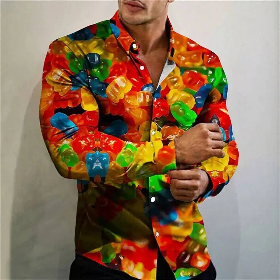 2023 Luxury Men's Shirt Floral Pattern Lapel Long Sleeve Shirt Outdoor Street Fashion Clothing Designer Casual High Quality