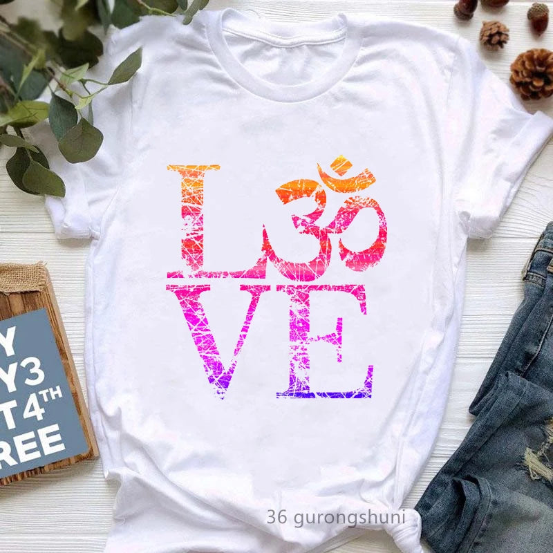 Newest Yoga Tree Print Tshirt Girls Summer Fashion Short Sleeve T Shirt Women Buddha Chakra Meditation T-Shirt Female Wholesale