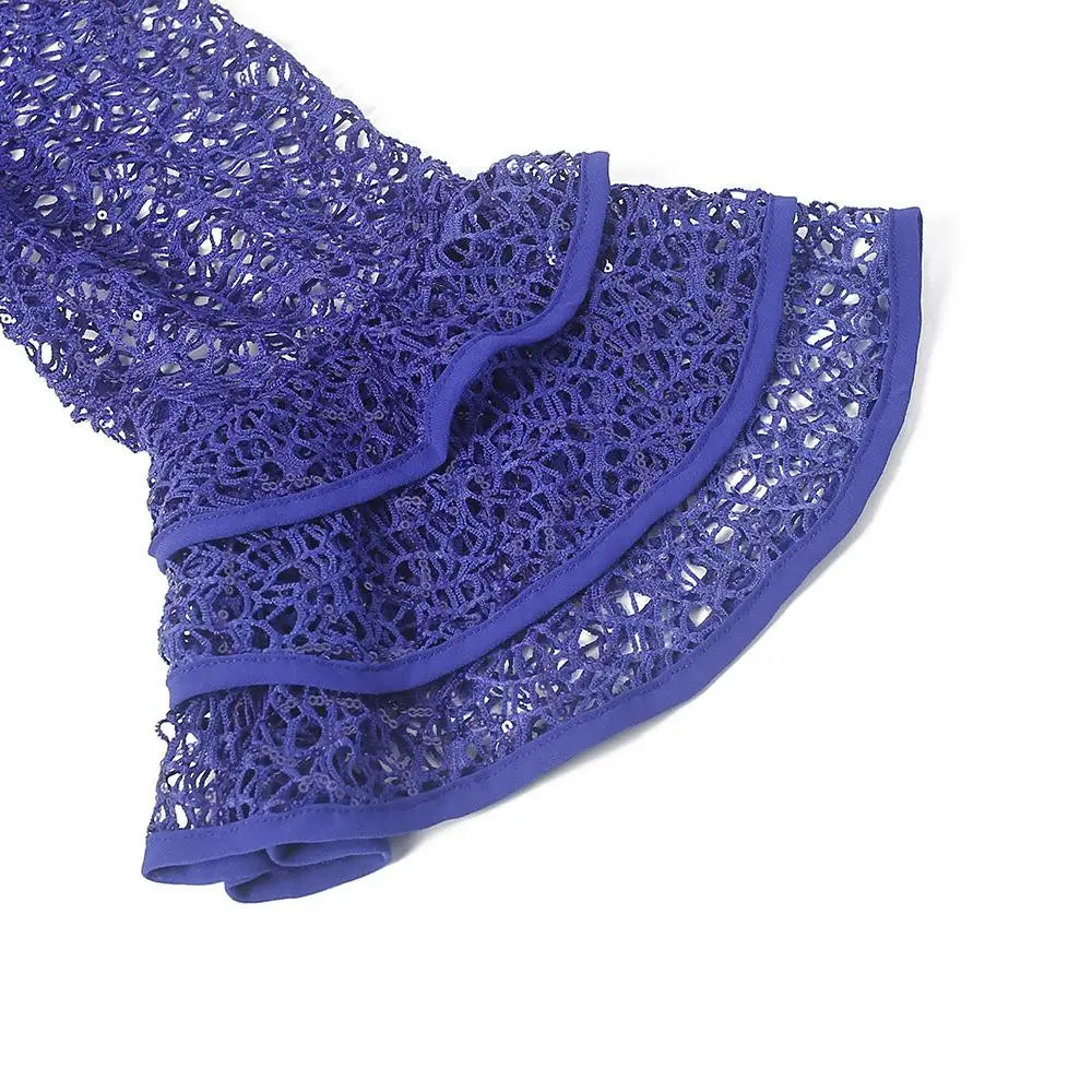 Muslim African Clothes Dresses Elegant Fashion Sequins Lace Ruffle Sleeve Clothing Evening Party Gown Women Plus Size Dresses