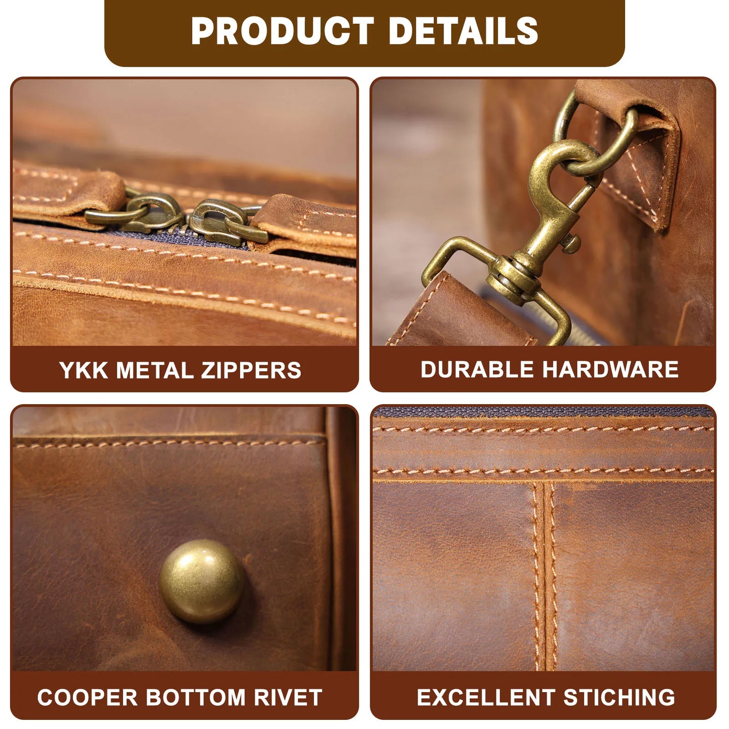 S.WORKER Vintage Genuine Leather Travel Bag Crazy-horse Cowhide Leather Duffel Bag Handicrafted Weekender Bag Gym Bag