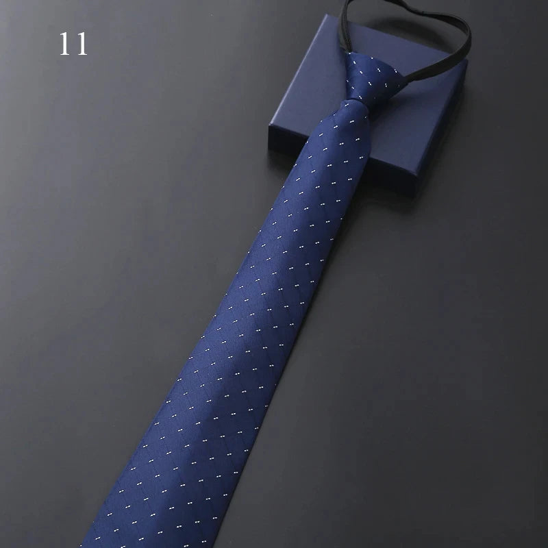 Elegant Blue Black Striped Men Shirt Business Dress Zipper Neck Lazy Ties Vestisens Accessories Wedding Groom