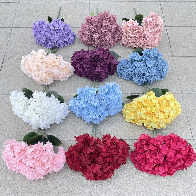 5 Heads Hydrangea Bouquet Silk Artificial Flowers for Party Wedding Living Room Decoration Accessories Home Decor Fake Flowers