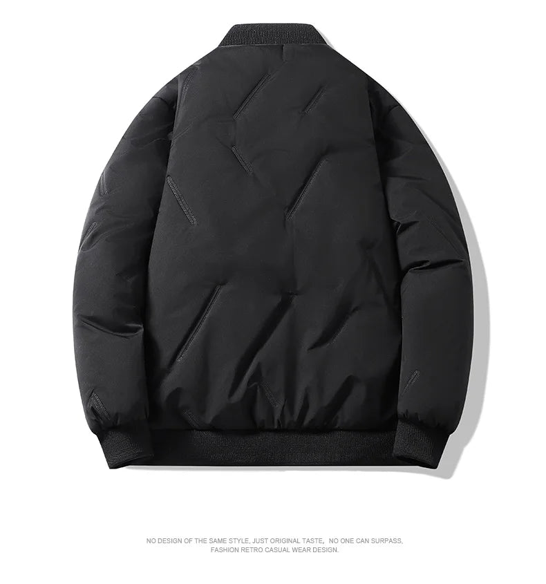 Men's Jacket Autumn Winter Thickened Warm Comfortable Breathable Casual Coat Outdoor Solid Color Windproof Zippered Jacket