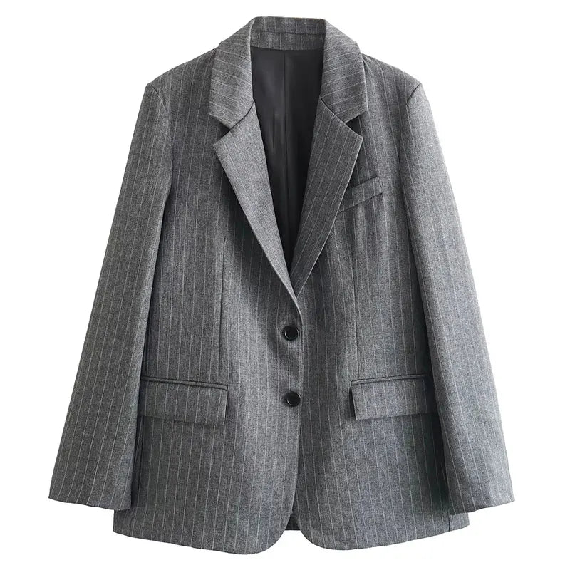 TRAFZA Spring 2 Piec Suits For Women V Neck Long Sleeves Single Breasted Blazer Coat + Folds Streetwear Women's Mini Skirt