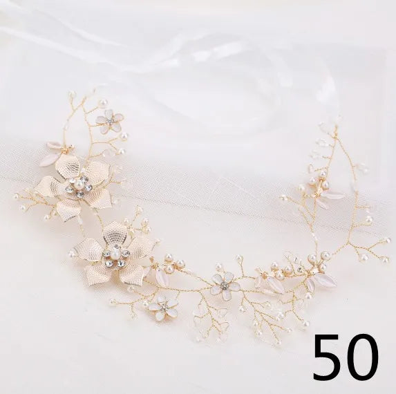 Bridal Bridesmaid Flower Girls Diamante Crystal Pearl Headband Rhinestone Wedding Prom Tiara Women Hair Accessories
