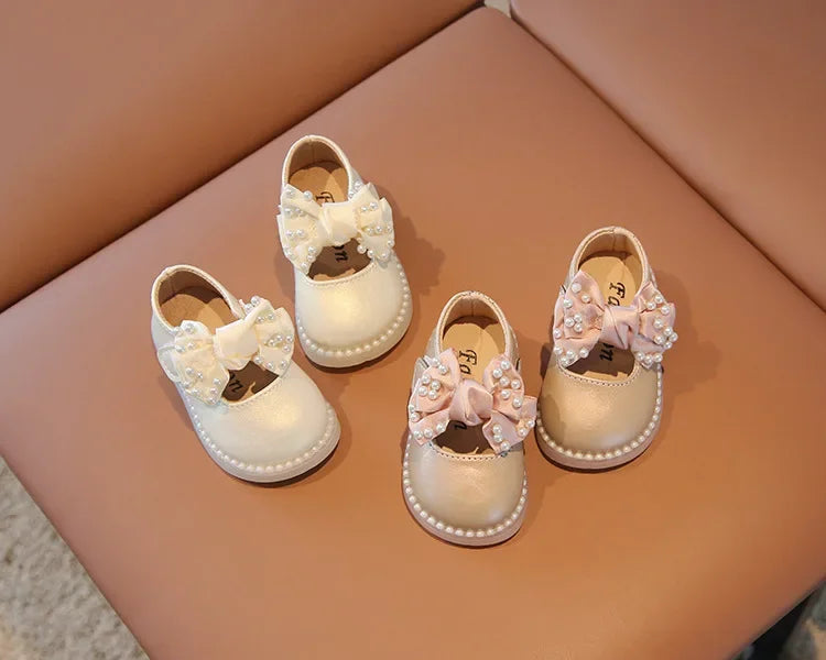 Baby Girls Big Bow Shoes Low Heel Flower Wedding Party Dress Shoes Princess Shoes For Kids Toddler