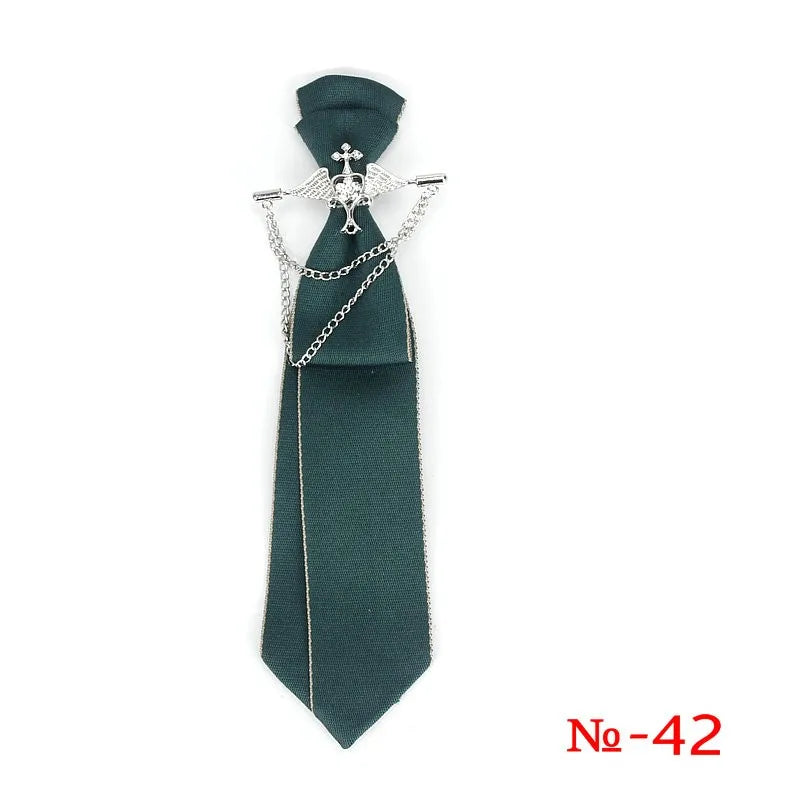 Retro Fabric Ribbon Rhinestone Black Bow Tie Collar Bowkont Cravat School Girl Boys Gifts for Women Clothing Jewelry Accessories