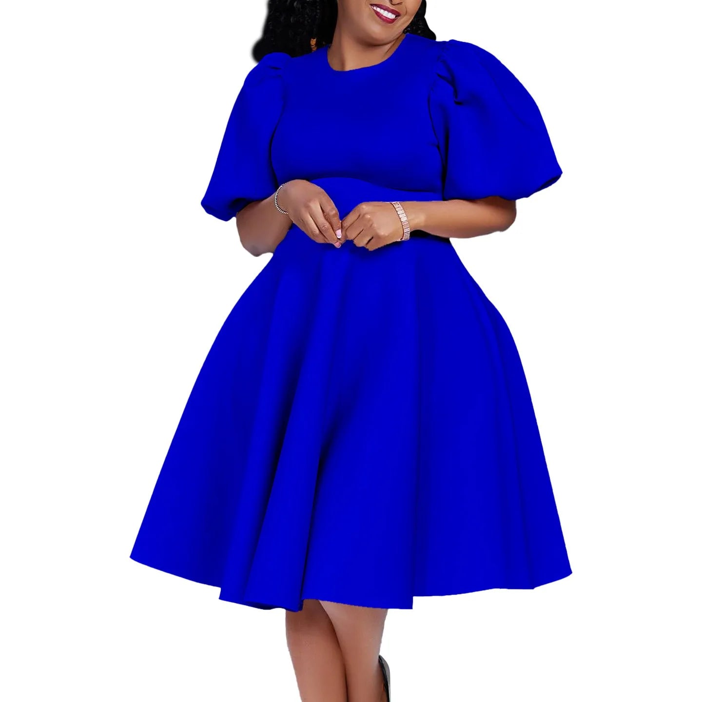 Elegant Party Dresses for Women O Neck Short Sleeve High Waisted A Line Pleated Mid Calf Luxury Birthday Dinner Vestidos Mujer