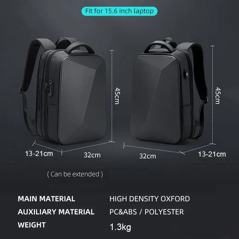 Swiss Men‘s 15.6 Inch Laptop Backpack Expandable PC Hard Shell Bag TSA Anti-theft Waterproof Backpacks USB Business Travel Bag
