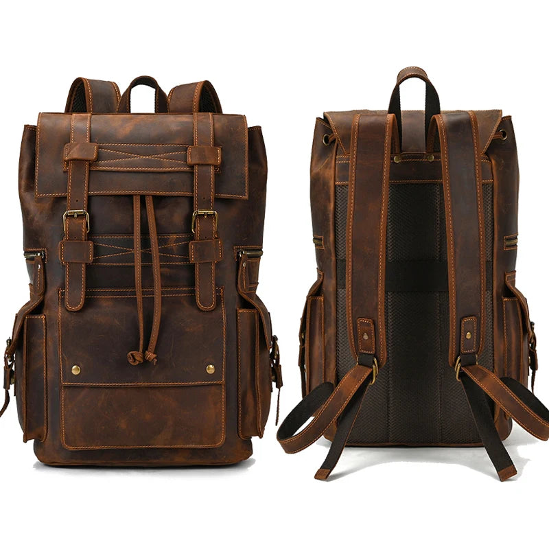 2025 New Arrivals Leather Backpack For Men Male Genuine Leather Laptop Travel Backpack 17 Inch Daypack Shoold Bag Men Male Large