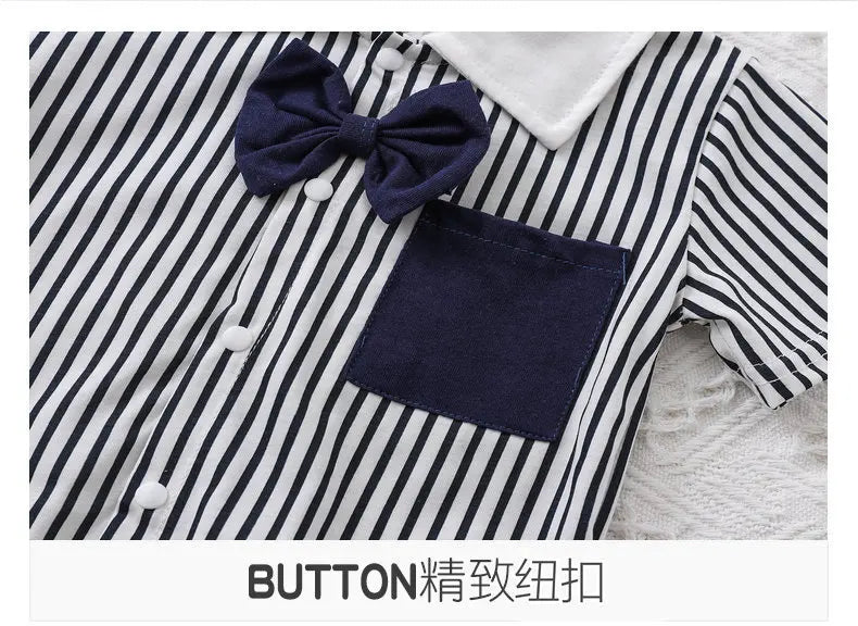 Summer Baby Girl Boy Clothing Gentleman Shirt Romper Body Lapel Short Sleeves Newborn Outfits Toddler Infant Jumpsuit