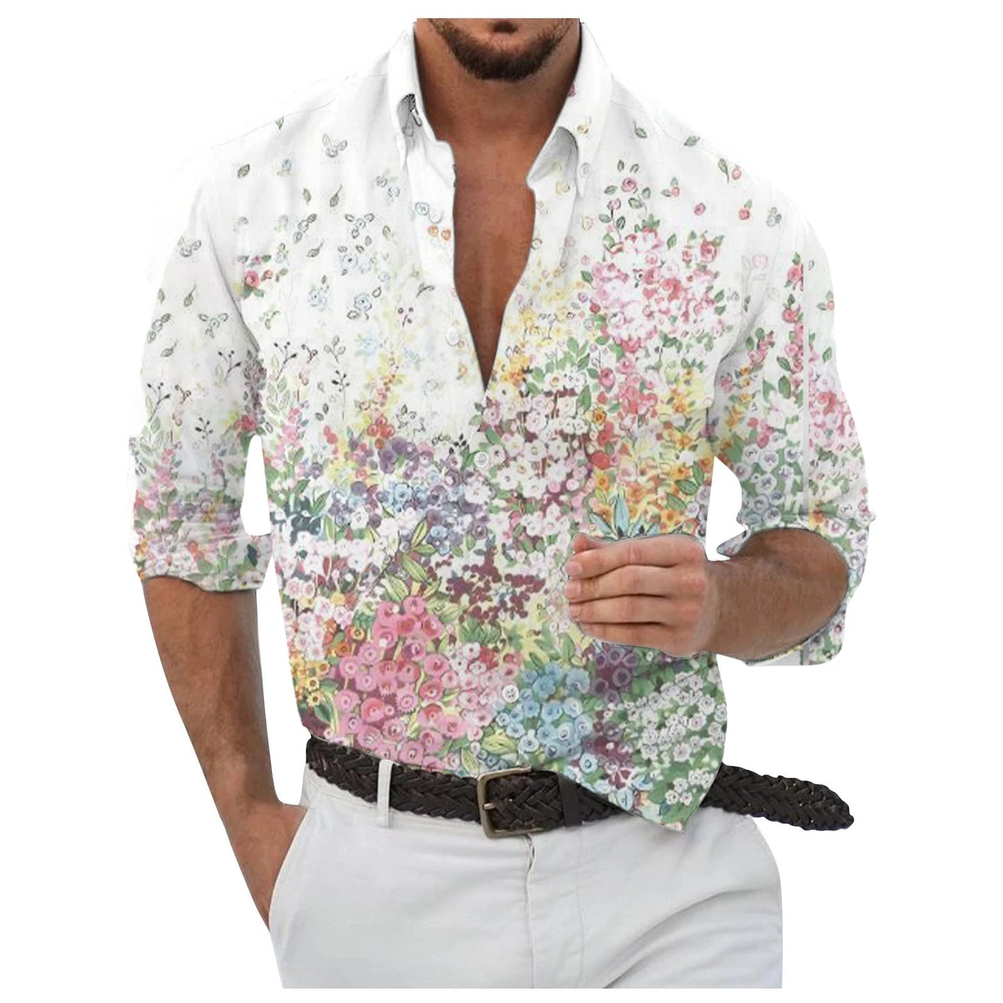 Men's Button Up Shirt Music Notes Collar 3D Print Daily Vacation Long Sleeve Print Clothing Apparel Hawaiian Casual Beach