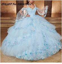 EVLAST Customized Pink Quinceanera Dress Ball Gown 3D Floral Applique Beading Tiered Corset Sweet 16 Vestidos De XV 15 Anos SQ88