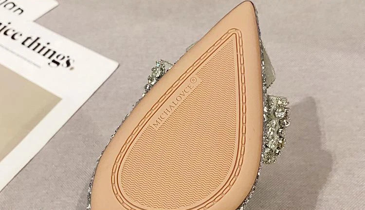 Women's Summer Footwear Stilito Rhinestone Shoes for Woman 2024 with Wedding Bride Genuine Mark Chic and Elegant A Comfortable E