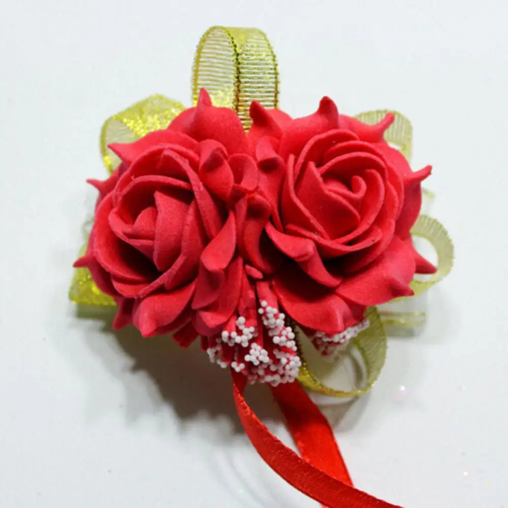 Rose Flowers Bridal Bridesmaid Wrist Corsage Wedding Party Ribbon Bracelet wedding decoration