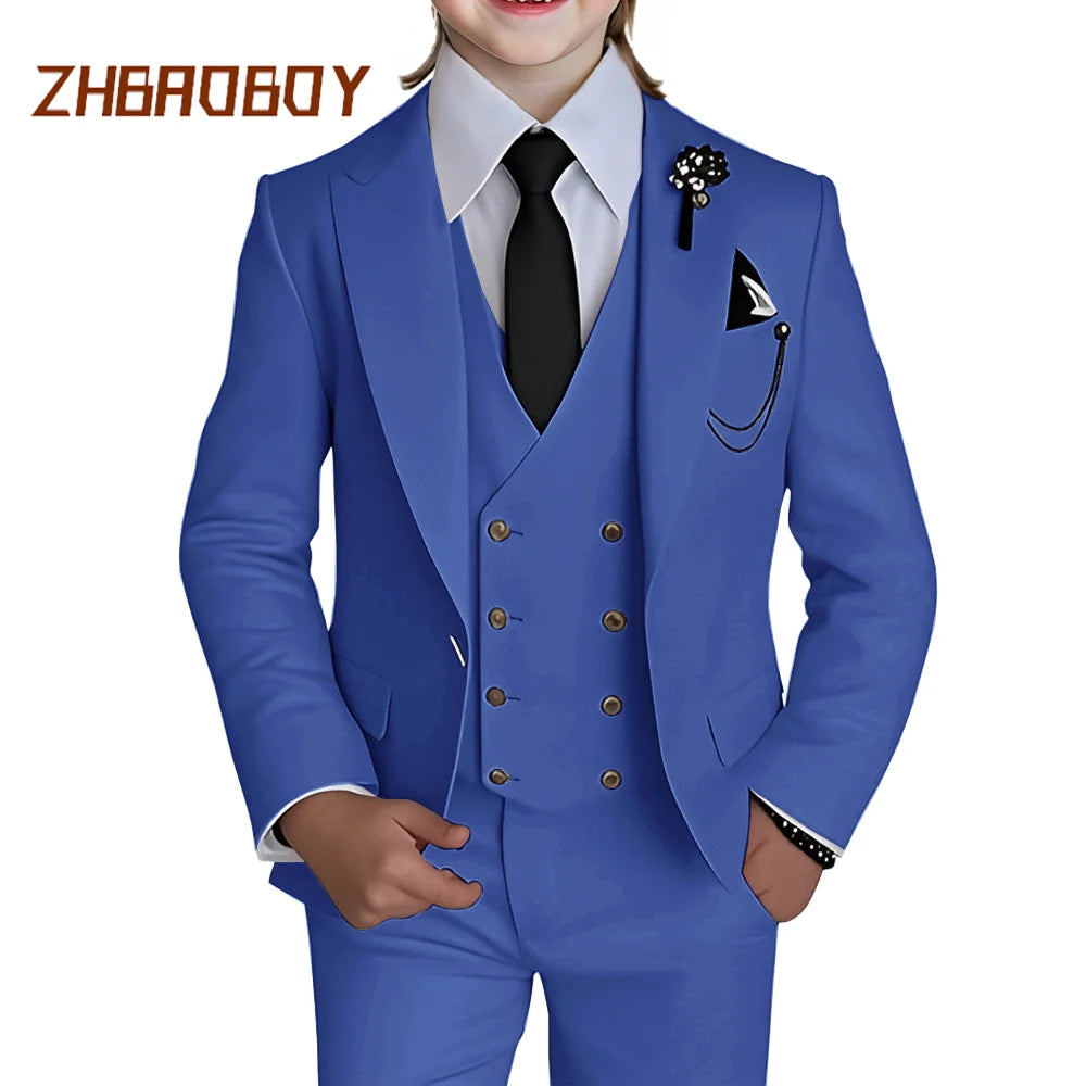 Boy's 3 Piece Suit Slim Fit Suit One Button Formal Wedding Suits Prom Dress Suit