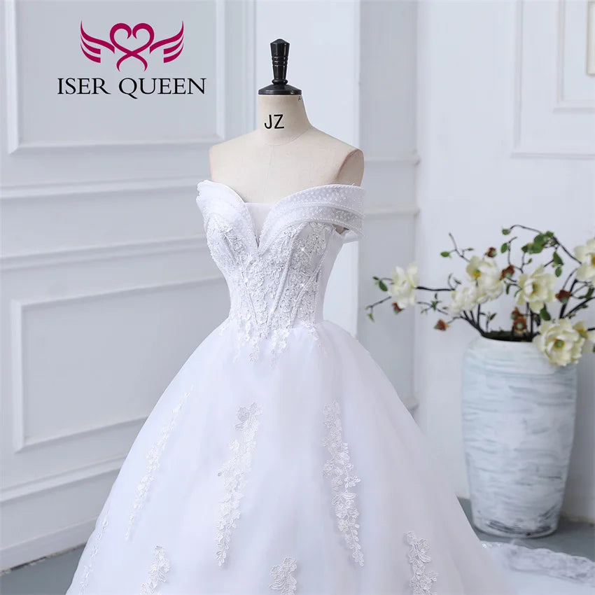 Customized Crystal Beaded Quality Ball Gown Wedding Dress For Bride Plus Size Civil Wedding Dress 2025 With Train WX0366