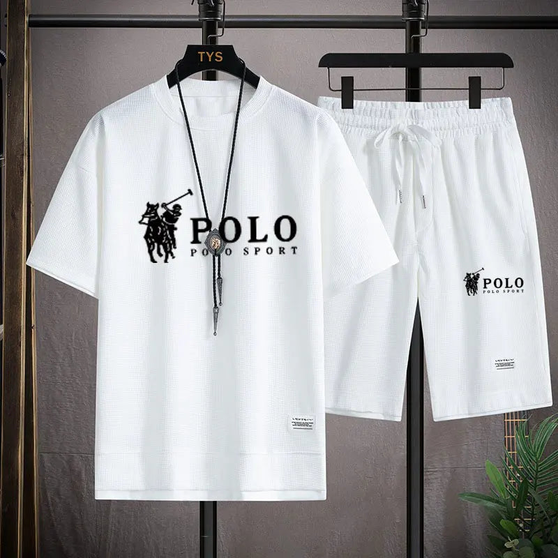Men's short sleeved T-shirt and sports shorts set casual sportswear Korean fashion summer