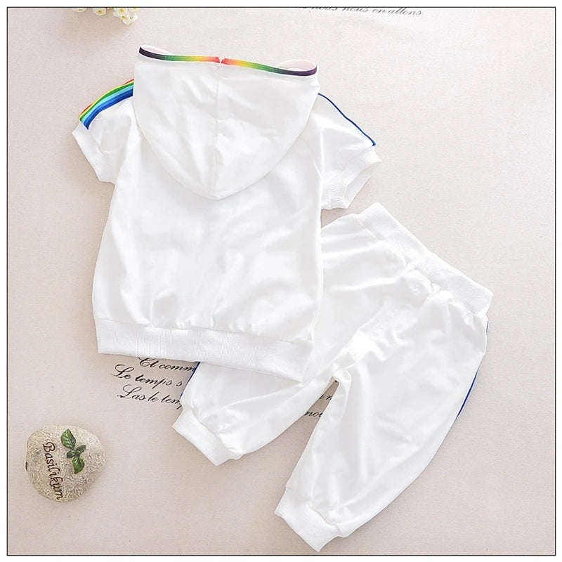 New Summer Baby Girl Clothes Boys Clothing Children Fashion Hooded Shirt Shorts 2Pcs/Sets Toddler Casual Costume Kids Tracksuits