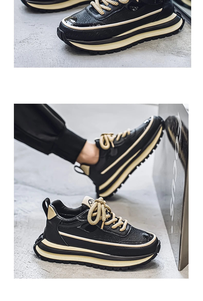 Casual Sneaker Loafers Men's Sneakers Male Sneakers Thick Bottom Shoes for Men Sports and Leisure Soft and Comfortable Non-Slip