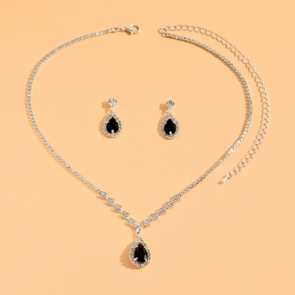 3PC Jewelry Sets Wedding Season Women's Fashion Droplet Necklace and Earring Set Banquet Party Accessories