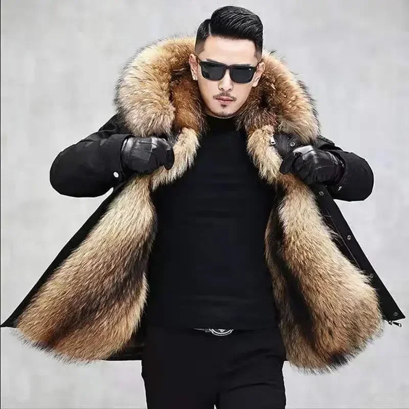 2024 New Casual Winter Men's Down Jacket Fox Fur Men's Coat Coat Men Clothing Coat Winter Jackets Mens Jacket Men Jacket