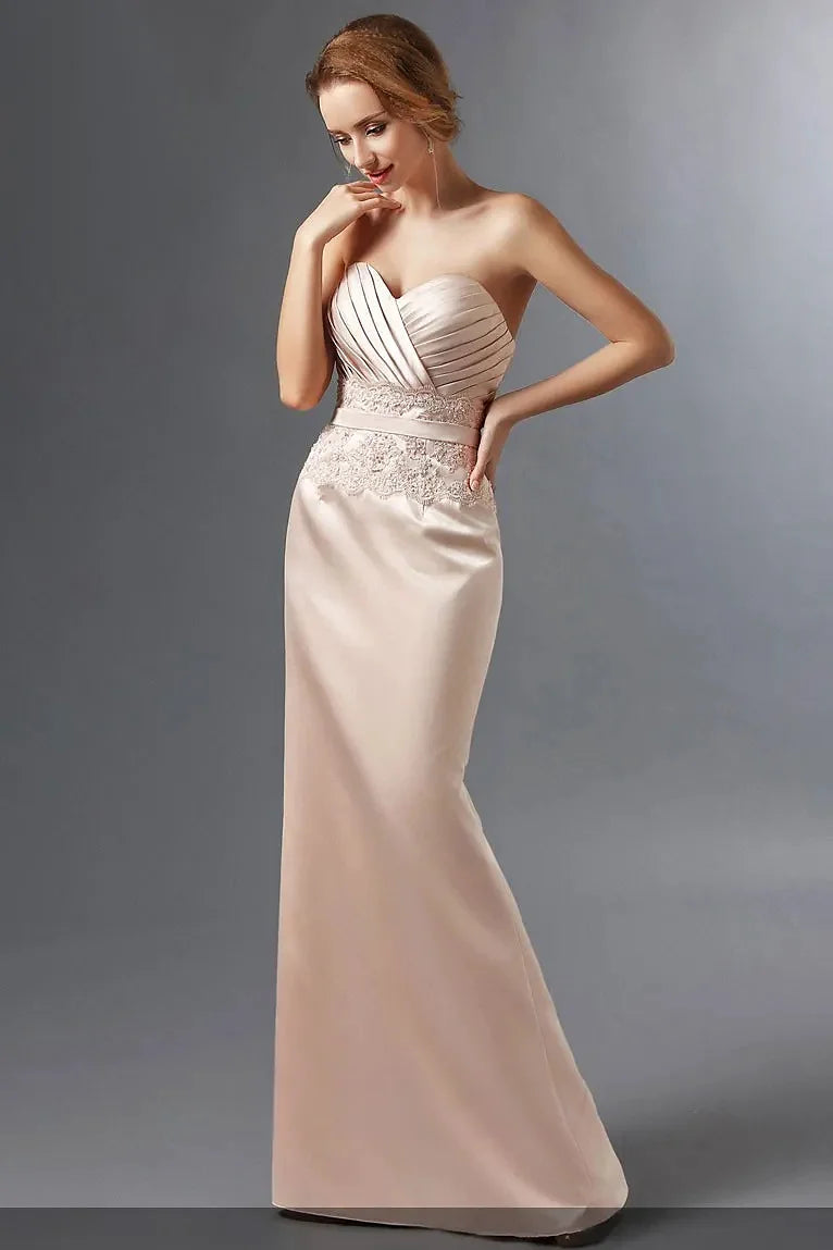 Champagne Soft Satin Wedding Party Dresses 3/4 Sleeve Jacket Sweetheart Neckline pleated Formal Prom Mother of the Bride Gowns