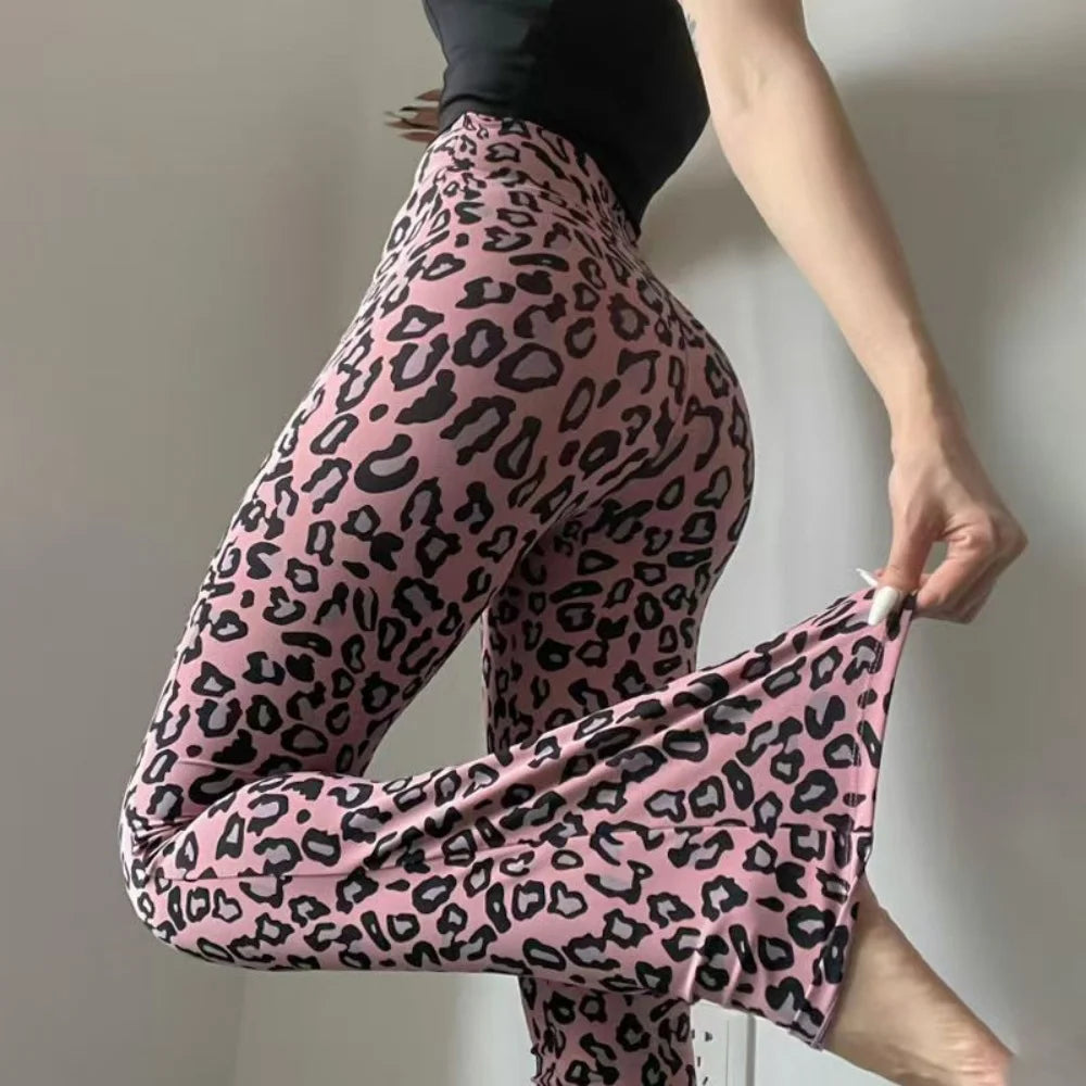 Elastic High Waist Women's Flare Pant Sexy Slim Leggings Yoga Lady's Trousers Wide Leg Pant Sportswear Boot Cut Pants Matching