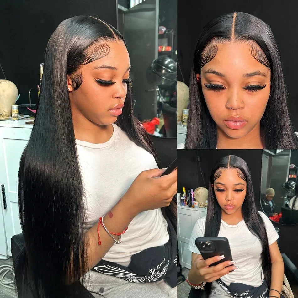 200% 13x4 Bone Straight Lace Front Wigs Human Hair Brazilian Remy Transparent 13x6 HD Lace Frontal Wig 26 28 30 Inch Closure Wig