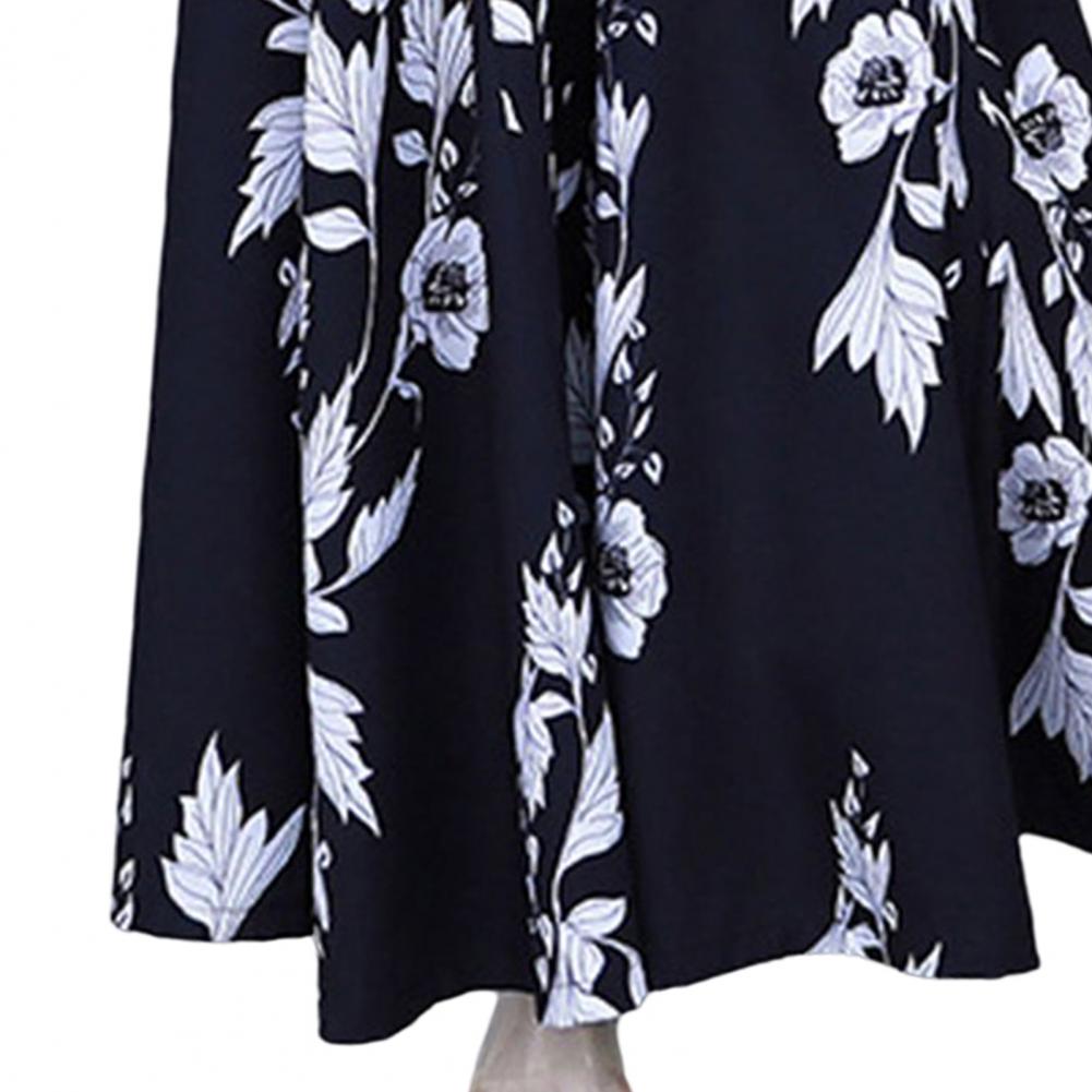 Women's Summer Long Pants Skirt Contrast Color Baggy Flower Print High Waist Slimming Plus Size Trousers Skirt Daily Clothes