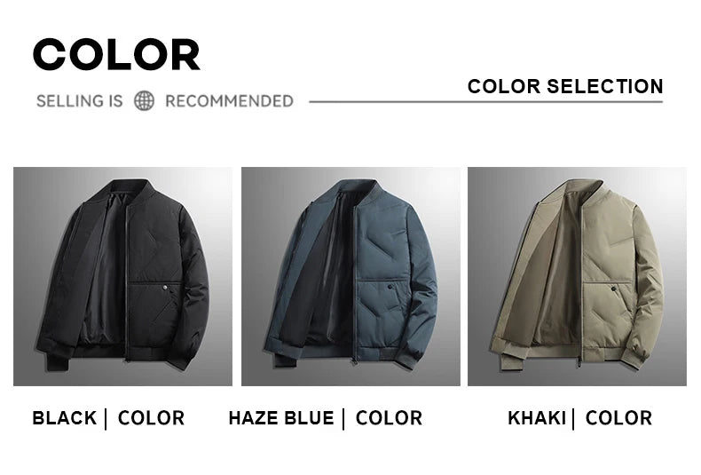 Men's Jacket Autumn Winter Thickened Warm Comfortable Breathable Casual Coat Outdoor Solid Color Windproof Zippered Jacket