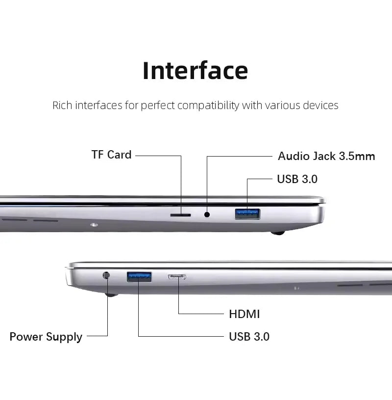 2025 Office Laptop Windows 11 intel core i7-7500U/intel Atom x7 A3950 14.1" Notebook Computer 1920*1080P 12GB RAM 1/2TB SSD