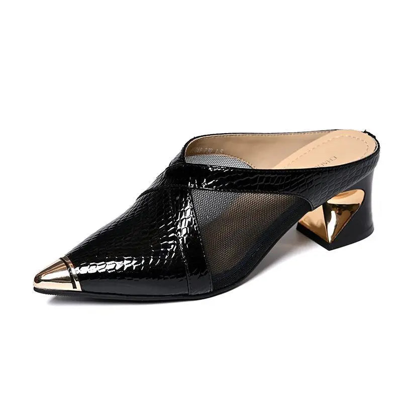 Low Shoes Hoof Heels Rome Synthetic PU Fabric Rubber Low Shoes PU Rubber Hoof Heels Fabric Rome