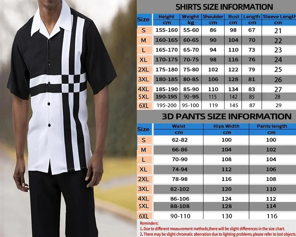 2025 Trend Print Men's Tops+Trousers Sets Spring Summer New Party Sport Casual Suits Shirts Pants 2-Piece Fashion Men's Clothing